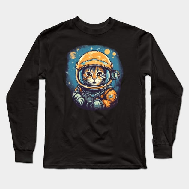 Cat Astronaut Long Sleeve T-Shirt by raykut